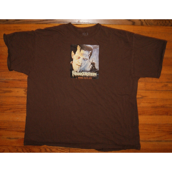 Vintage Y2K Frankenstein Boris Karloff Brown 3XL TShirt Classic Horror - Picture 3 of 9